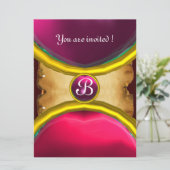 Invitation ROGNES MAGIQUES, Gem parchemin MONOGRAM rose (Debout devant)