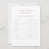 Invitation ROGUE Moderne Dusty Rose Baby Word Scramble Jeu (Devant)