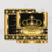 Invitation Roi de la Couronne Prince Reine Royal Gold Diamond (Devant / Derrière)