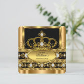 Invitation Roi de la Couronne Prince Reine Royal Gold Diamond (Debout devant)