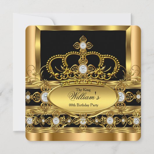 Invitation Roi de la Couronne Prince Reine Royal Gold Diamond (Devant)