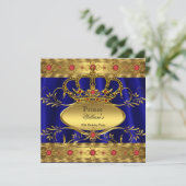 Invitation Roi Prince Royal Blue Regal Red Crown Anniversaire (Debout devant)