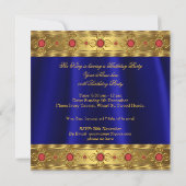 Invitation Roi Prince Royal Blue Regal Red Crown Anniversaire (Dos)