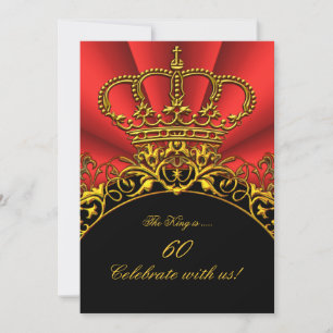 Invitation Roi Régale Reine Rouge Or Royal Fête d'anniversair
