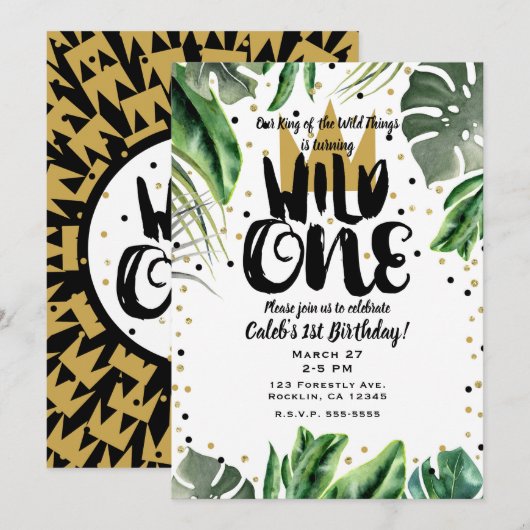 Invitation Roi Sauvage des Choses Couronne Fête d'anniversair (Devant / Derrière)