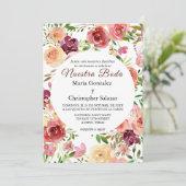 Invitation Roja Flores Boda Elegante Espanol espagnol Mariage (Debout devant)