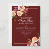 Invitation Roja Oro Flores Boda Elegante Español Mariage (Devant)