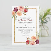 Invitation Roja Oro Flores Boda Elegante Mariage espagnol (Debout devant)
