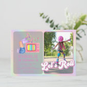 Invitation Roll Disco Roller Anniversaire de enfant de patina (Debout devant)