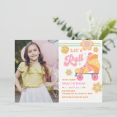 Invitation Roll Girl Roller Skating Birthday Photo (Debout devant)