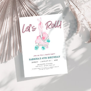 Invitation Roll Retro Girl patinage fête d'anniversaire