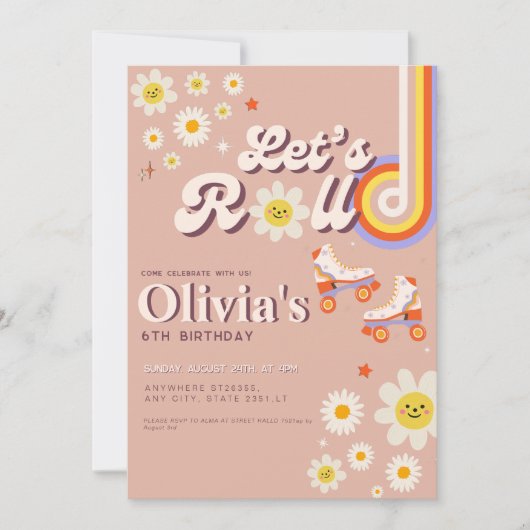 Invitation Roll Retro Super Roller Skate Anniversaire (Devant)