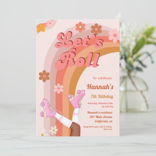 Invitation Roll Retro Super Roller Skate Anniversaire Partie (Debout devant)