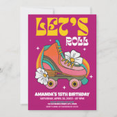 Invitation Roll Roller Skate Retro les années 70 fête d'anniv (Devant)