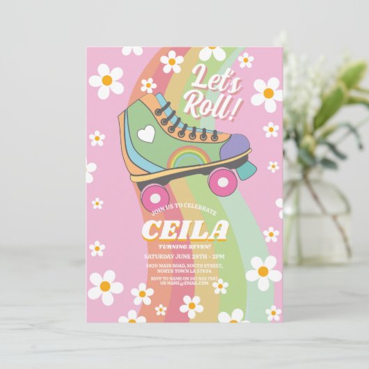 Invitation Roll Rollerskate Vibe Retro Super années 1970 (Debout devant)