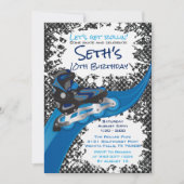 Invitation Roller Blade Grunge Blue Anniversaire (Devant)