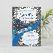 Invitation Roller Blade Grunge Blue Anniversaire (Debout devant)