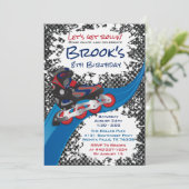 Invitation Roller Blade Grunge Red Anniversaire (Debout devant)