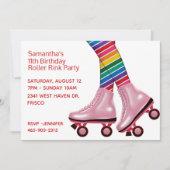 Invitation Roller coloré patinage Anniversaire Fête Invitatio (Devant)