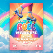 Invitation Roller Disco Arc-en-ciel fête d'anniversaire