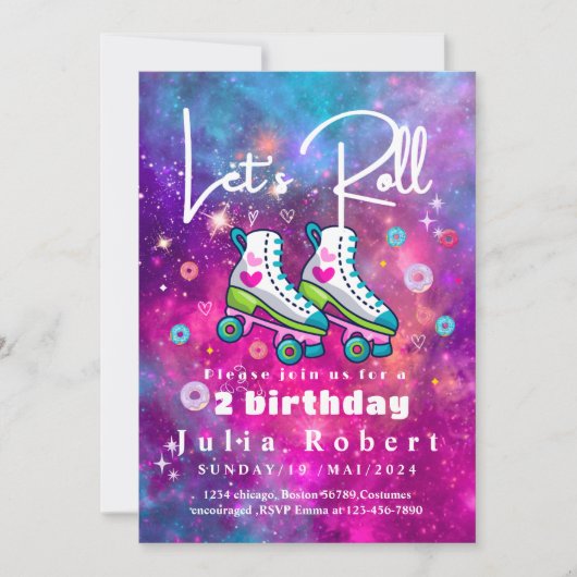 Invitation Roller Patinage beignets de dessert Anniversaire C (Devant)