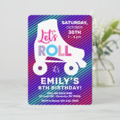 Invitation Roller Patins filles Rainbow Neon fête d'anniversa (Debout devant)