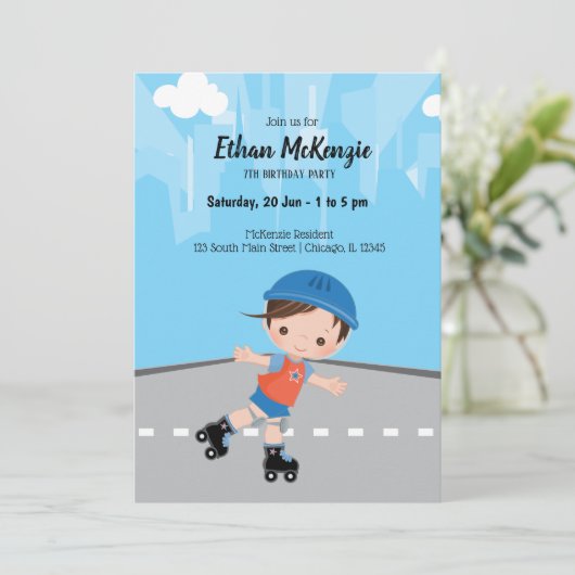 Invitation Roller Skate boy (Debout devant)