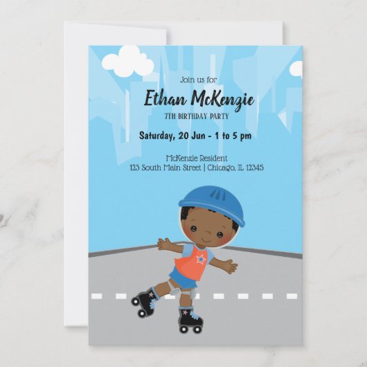 Invitation Roller Skate boy (Devant)