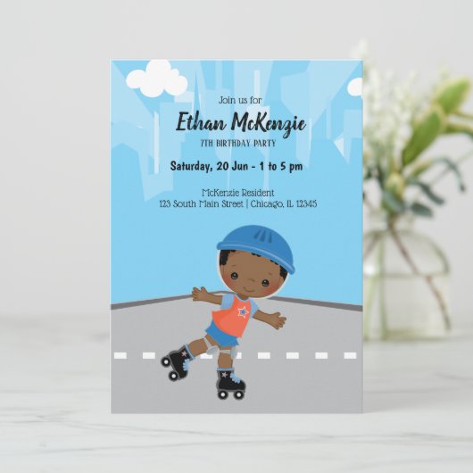 Invitation Roller Skate boy (Debout devant)