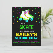 Invitation Roller Skate Neon fête d'anniversaire (Debout devant)