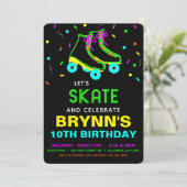 Invitation Roller Skate Neon fête d'anniversaire (Debout devant)