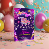 Invitation Roller Skate Retro Neon Glow Girl Fête d'anniversa