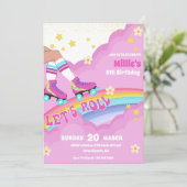 Invitation Roller skate Retro Rainbow fête d'anniversaire (Debout devant)