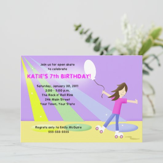 Invitation ROLLER SKATE Rollerskate 5x7 Anniversaire (Debout devant)
