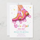 Invitation Roller Skate Roulettes Patinage Fille Anniversaire (Devant)