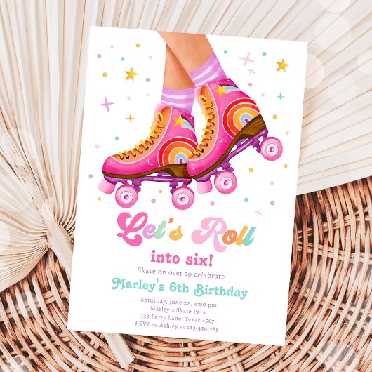 Invitation Roller Skate Roulettes Patinage Fille Anniversaire