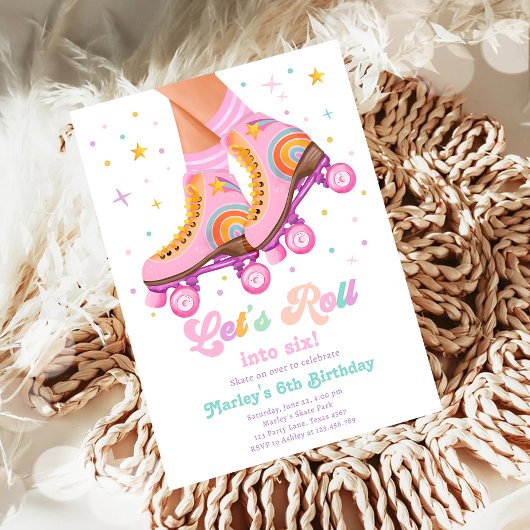 Invitation Roller Skate Roulettes Patinage Fille Anniversaire