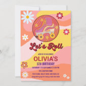 Invitation Roller Skate Super Retro Fille fête d'anniversaire (Devant)