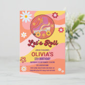 Invitation Roller Skate Super Retro Fille fête d'anniversaire (Debout devant)