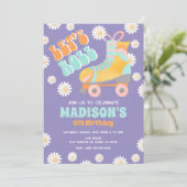 Invitation Roller Skate Thème Groovy 70 Retro Anniversaire (Debout devant)