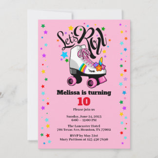 Invitation Roller Skate Unicorne n'importe quel âge