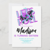 Invitation Roller Skates Sweet 16 Thème Anniversaire (Devant)