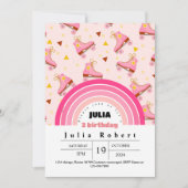 Invitation Roller Skating Girls Anniversaire rose violet (Devant)