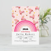 Invitation Roller Skating Girls Anniversaire rose violet (Debout devant)