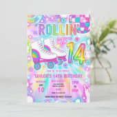 Invitation Roller Skating Neon Glow 14e fête d'anniversaire (Debout devant)