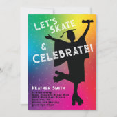 Invitation Roller Skating Party Rainbow Silhouette (Devant)