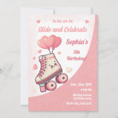 Invitation Roller Skating Pink Heart Girl's Birthday Party (Devant)