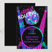 Invitation Roller Skating Rink DJ Dance Party Anniversaire In (Devant / Derrière)