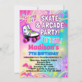 Invitation Roller Sking & Arcade Party Anniversaire (Devant)