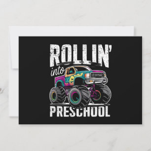 Invitation Rollin' In Preschool Monster Truck Retour à l'écol